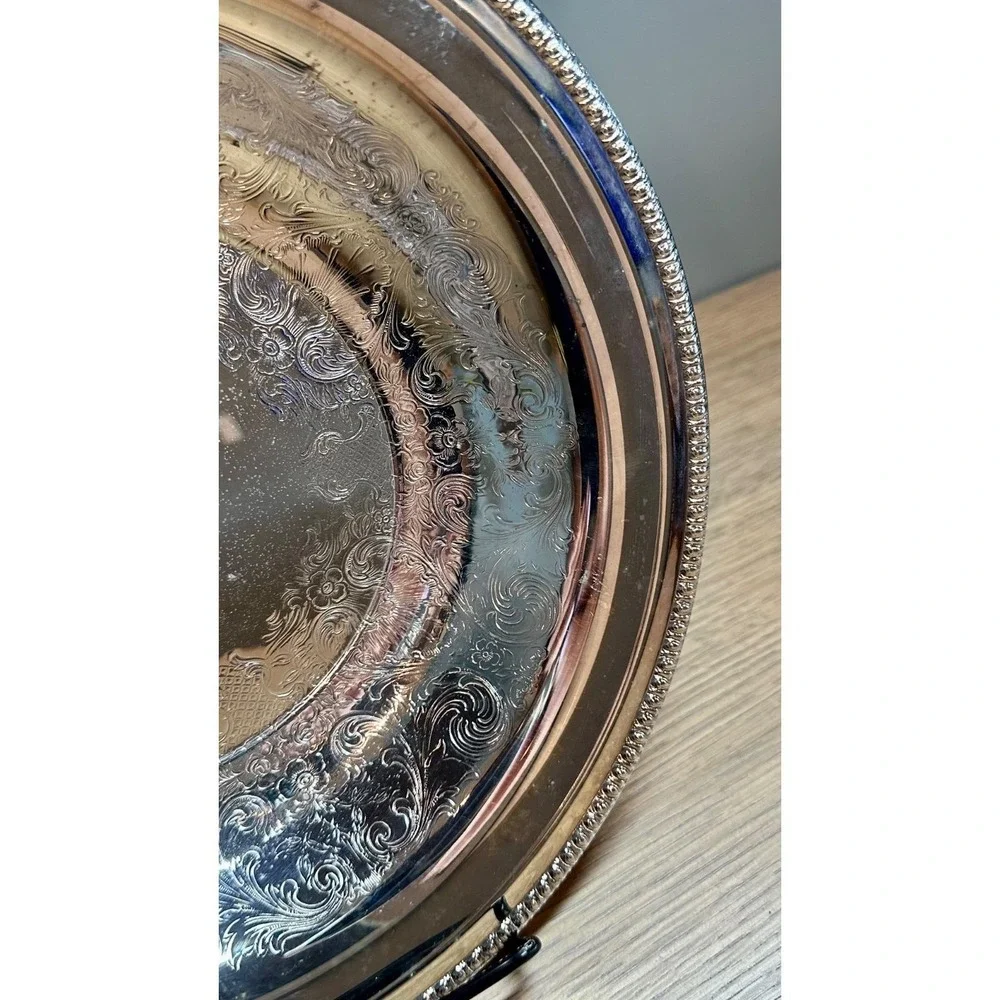 F.B. Rogers Silverplate Bowl 4335 Floral Scroll Serving Centerpiece Vintage